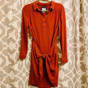Anthropologie tie collared dress